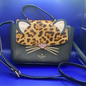 New Kate Spade New York Run Wild Leopard Kerrie Crossbody Top Handle Bag
